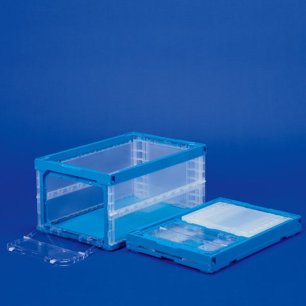 オリコンラック P75B-S ブルー(短側扉あり) 店舗用品 バックヤード備品 コンテナBOX 収納 折りたたみ
