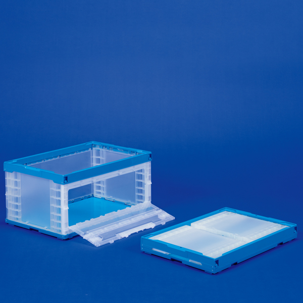 オリコンラック P75B-S ブルー(長側扉あり) 店舗用品 バックヤード備品 コンテナBOX 収納 折りたたみ