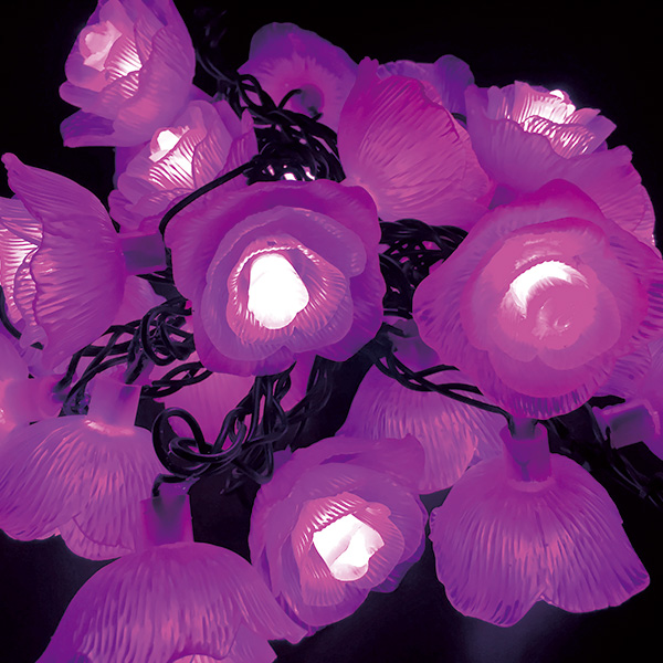 LEDローズストリングス 薔薇イルミネーションライト ピンク