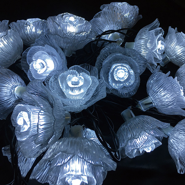 LEDローズストリングス 薔薇イルミネーションライト ホワイト