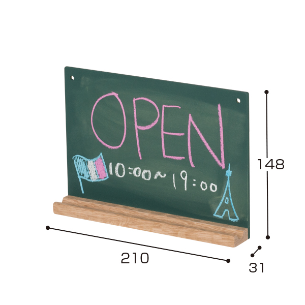 日本理化学 もっとちいさな黒板 A5 グリーン ミニ黒板消し チョーク付 W210 D31 H148mm 店舗用品のミセダス