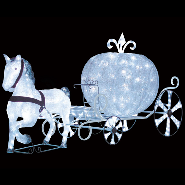 LEDクリスタルグロー 白馬の馬車（小）