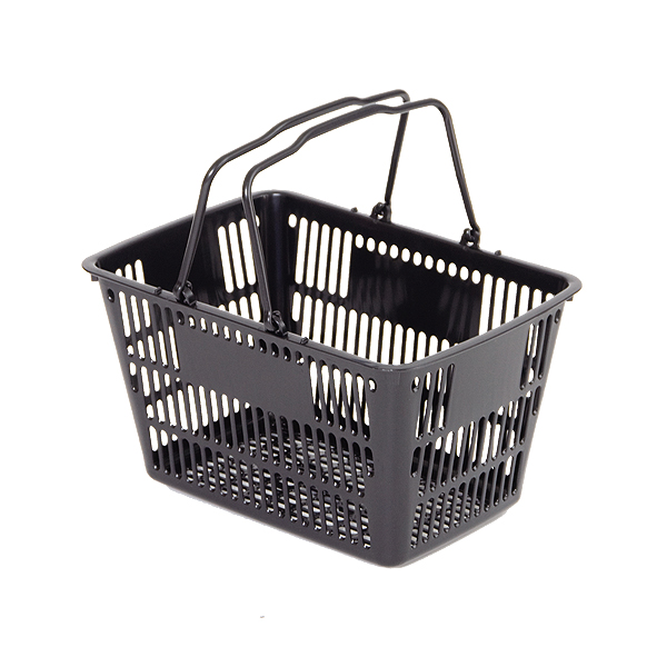 セルフバスケット (黒取手付) 角1号 黒 店舗用品 運営備品 ショッピングカート・バスケット 買い物バスケット