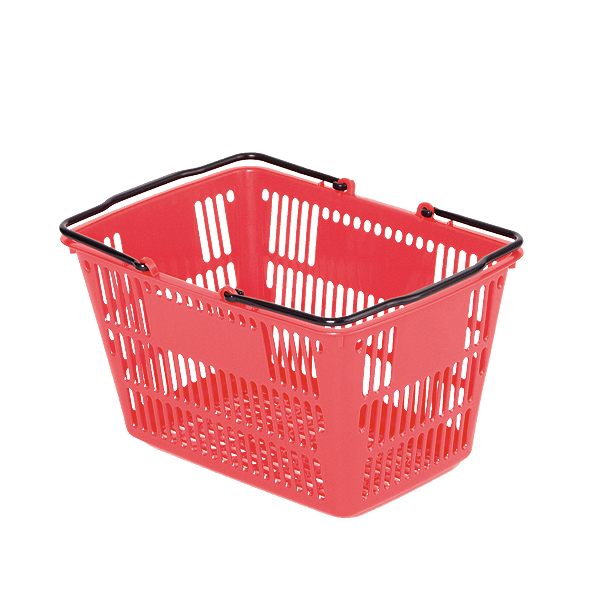 セルフバスケット (黒取手付) 角1号 赤 店舗用品 運営備品 ショッピングカート・バスケット 買い物バスケット