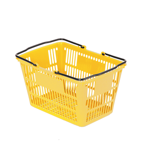 セルフバスケット (黒取手付) 角1号 黄 店舗用品 運営備品 ショッピングカート・バスケット 買い物バスケット