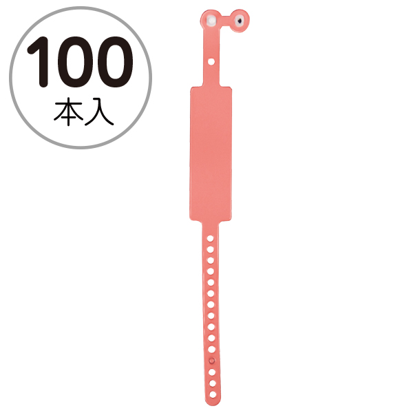新パスバンド 取付け簡単 はずせないロック式 100本入 レッド