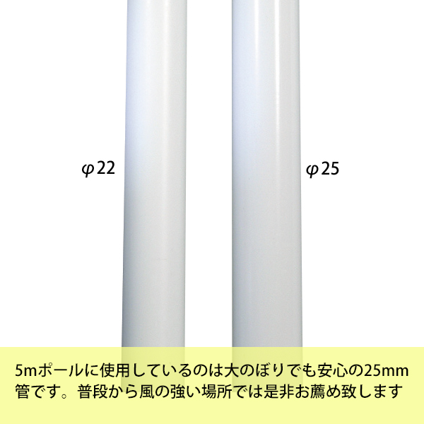 のぼりポール （5m強風用） φ25 白 店舗用品 展示・イベント用品 のぼりポール - 店舗用品のミセダス