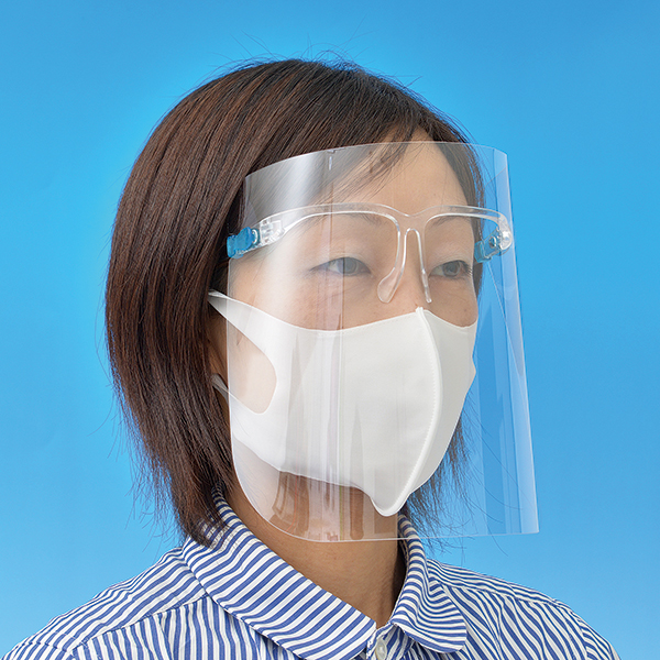 メガネ装着型フェイスシールド 両面防曇加工