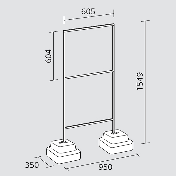 ユニット 標識スタンドウェイト付450×300用 350×350×1243H 868-26A ユニット(株) - 2