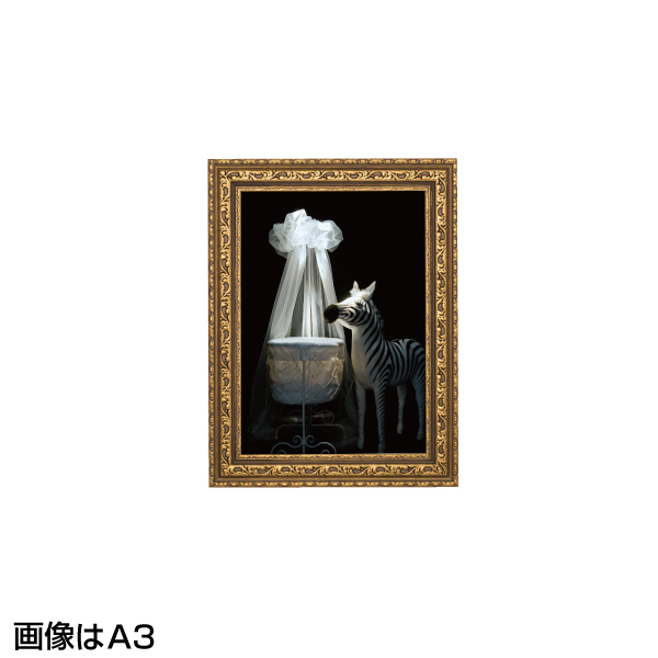 アンティークフレームの金彩墨絵 アンティークフレームの金彩墨絵