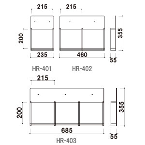 �ǖʃ��b�N HR-401 A4 1�� �ǖʎ�t�l�W�t �A���~�g W235�~D55�~H355mm 