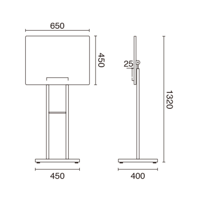 �唻���j���[�X�^���h SH-60 �p�x���߉\ W650�~D400�~H1320mm 