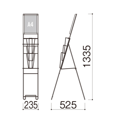 �p�l���t�X�����p���t���b�g�X�^���h A4 3�i PR-130 A4���n�ʔt W235�~D525�~H1335mm 