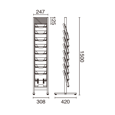 SCP�X�^���h ���� 1��8�i �d�؉��� W308�~D420�~H1500mm 