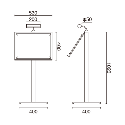 ���j���[���C�g�X�^���h MKL120 �u���b�N ���O LED���C�g�t �ʔT�C�YW530�~H400mm 