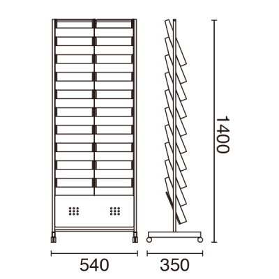 �p���t���b�g�X�^���h A4 10�i  2�� �X�g�b�p�[�t�L���X�^�[ W540�~D350�~H1400mm 