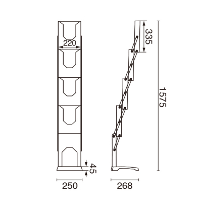 EX���o�C���p���t���b�g�X�^���h A4 4�i �z���P�[�X�t W250�~D268�~H1575mm 