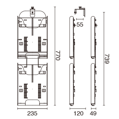�p�[�e�B�V�����p�p���t���b�g�P�[�X �O���[ �P�[�X2�� W235�~D120�~H770mm 