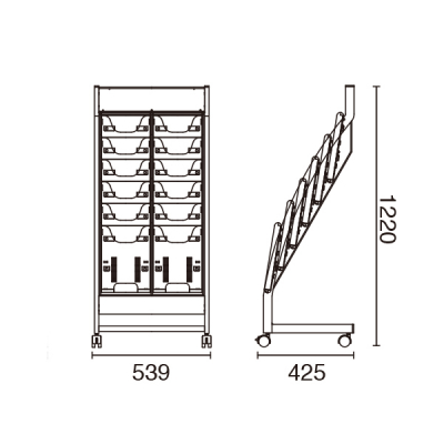 SCP�X�^���h R���[ 2��6�i �O���[  �O�փX�g�b�p�[�t�L���X�^�[ W539�~D425�~H1220mm 