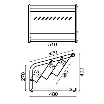 �}�K�W���X�^���h �t���A�^�C�v �V���o�[ 3�i���b�N W510�~D480�~H400mm 