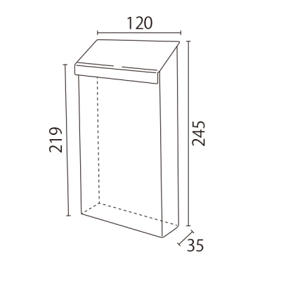 �p���t���[���p�P�[�X�̂� �����A�N���� W120�~D35�~H245mm 