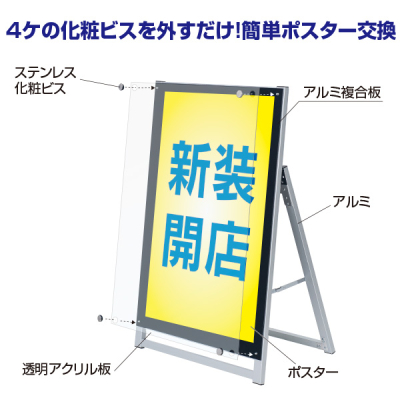 �A�N�����p�l���X�^���hAPS ���[�^�C�v �Ж� �A���~�A���}�C�g�d�グ W808�~H980mm B1 