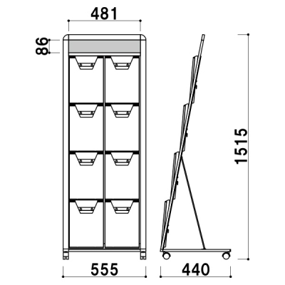 �J�^���O�X�^���h PRL-424 �{�̃z���C�g L�^ A4��2��4�i W555�~D440�~H1515mm 