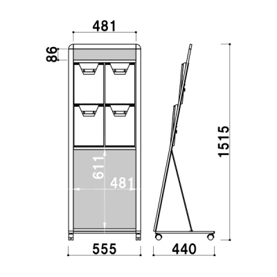 �J�^���O�X�^���h PRL-422 �{�̃z���C�g L�^ A4��2��2�i �L���p�ʔt W555�~D440�~H1515mm 