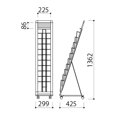 �J�^���O�X�^���h PRL-101B �u���b�N L�^ A4��1��10�i W299�~D425�~H1362mm 
