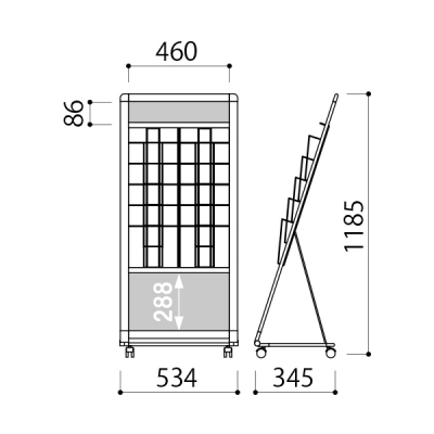 �J�^���O�X�^���h PRL-052B �u���b�N L�^ A4��2��5�i W534�~D345�~H1185mm 