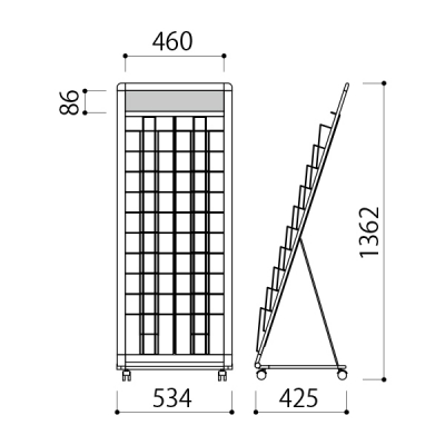 �J�^���O�X�^���h PRL-102B �u���b�N L�^ A4��2��10�i W534�~D425�~H1362mm 