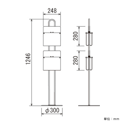 �p���t���b�g�X�^���h2518 �� ���ʎd�l ���b�N��4�� W300�~D300�~H1246mm 