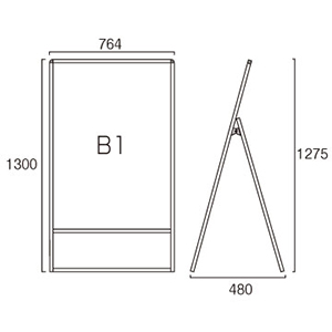 WB�o���E�X�X�^���h VASKWB-B1K �Ж� �A���~�A���}�C�g�d�グ W764�~H1275mm B1 
