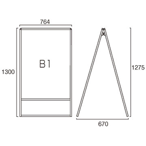 WB�o���E�X�X�^���h VASKWB-B1K �Ж� �A���~�A���}�C�g�d�グ W764�~H1275mm B1 