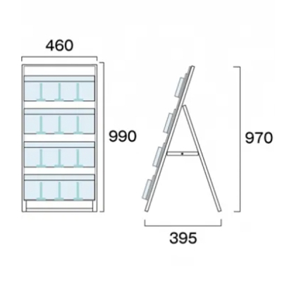 �p���t���b�g�P�[�X�X�^���h450 4�i�Жʃ��[ �X���C�h�d�ؔt W460�~D385�~H970mm 