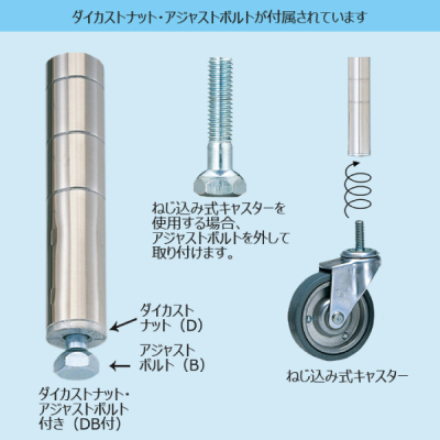 P�|�[�� P680 H698mm (SUS304�X�e�����X��) �_�C�J�X�g�i�b�g�E�A�W���X�g�{���g�t�� 1�{ �y�Ɩ��p�zP680W