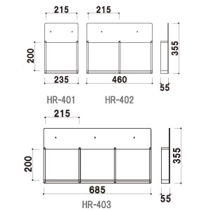 ǖʃbN HR-403 A4 3 ǖʎtlWt A~g W685~D55~H355mm 