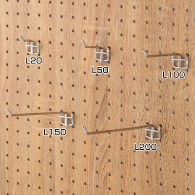 有孔パネル用フック L20mm - 店舗用品のミセダス