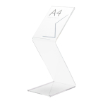 A4アクリルスペックスタンド くの字スタンド 透明面板アクリル5mm厚底面滑り止め付 面板対応サイズA4縦 